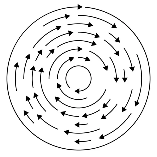 Цветные Круговые Концентрические Сегментированные Круги Стрелками Радиальные Излучающие Линии Стрел — стоковый вектор