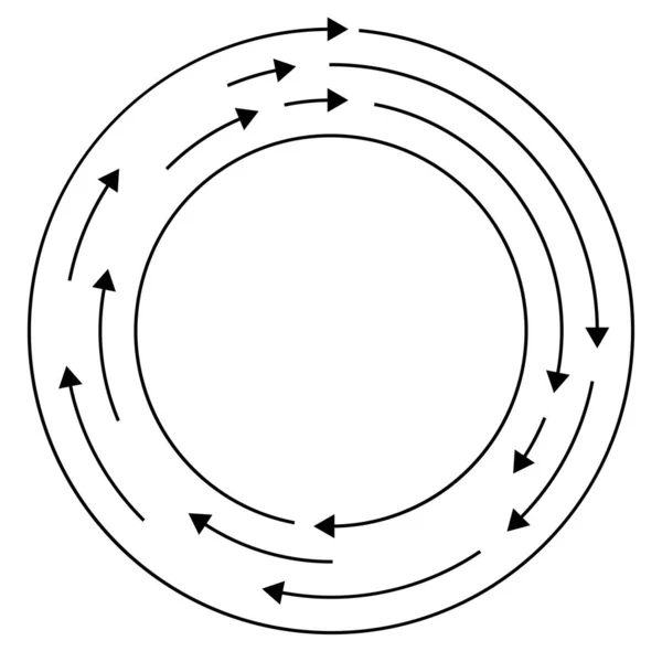 Kolorowe Okrągłe Koncentryczne Segmentowe Koła Strzałkami Radialne Promieniujące Linie Strzałek — Wektor stockowy