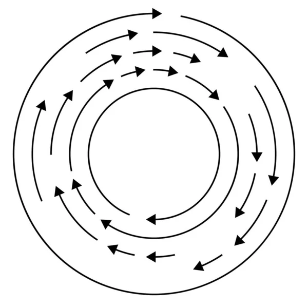 Πολύχρωμοι Κυκλικοί Ομόκεντροι Κύκλοι Βέλη Ακτινωτές Ακτινωτές Γραμμές Βέλους Στροβιλισμός — Διανυσματικό Αρχείο