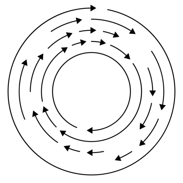 Lingkaran Melingkar Berwarna Lingkaran Tersegmentasi Konsentris Dengan Panah Radial Garis - Stok Vektor