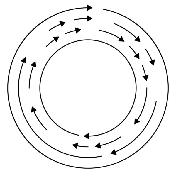 カラフルな円形 矢印と同心円状のセグメント化された円 放射線 放射線矢印線 渦の形の株式ベクトルのイラスト クリップアートグラフィック — ストックベクタ