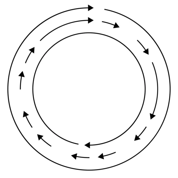 Bunte Kreisförmige Konzentrisch Segmentierte Kreise Mit Pfeilen Radiale Abstrahlende Pfeillinien — Stockvektor