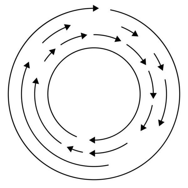 Lingkaran Melingkar Berwarna Lingkaran Tersegmentasi Konsentris Dengan Panah Radial Garis - Stok Vektor