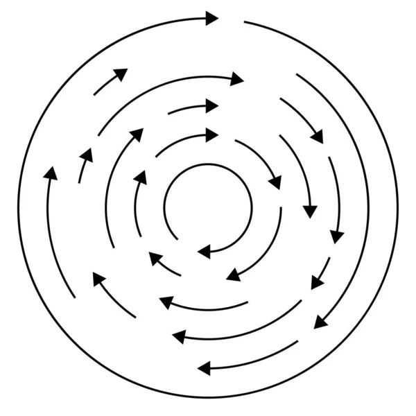 Цветные Круговые Концентрические Сегментированные Круги Стрелками Радиальные Излучающие Линии Стрел — стоковый вектор