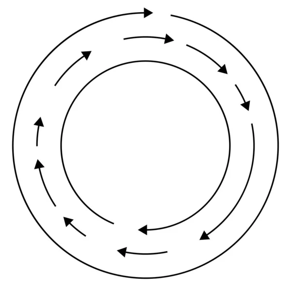 Colorful Circular Concentric Segmented Circles Arrows Radial Radiating Arrow Lines — Stock Vector