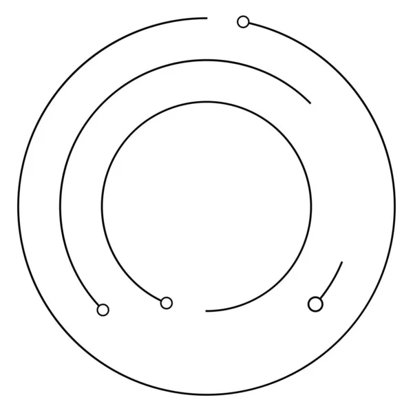 Lignes Circulaires Concentriques Cercles Segmentés Avec Nœuds Points Nodaux — Image vectorielle