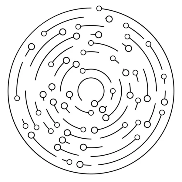 Kör Alakú Koncentrikus Vonalak Szegmentált Körök Csomópontokkal Csomópontokkal — Stock Vector