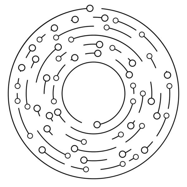 Kör Alakú Koncentrikus Vonalak Szegmentált Körök Csomópontokkal Csomópontokkal — Stock Vector