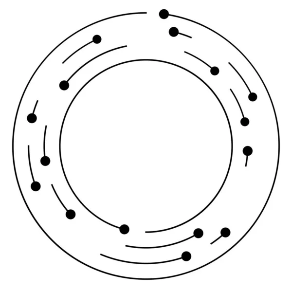 Linii Circulare Concentrice Cercuri Segmentate Noduri Puncte Nodale — Vector de stoc