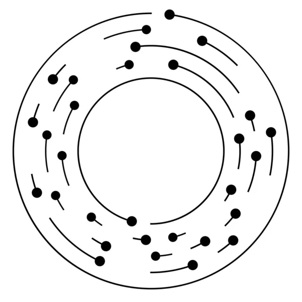 Lignes Circulaires Concentriques Cercles Segmentés Avec Nœuds Points Nodaux — Image vectorielle