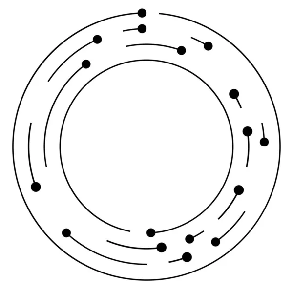 Líneas Circulares Concéntricas Círculos Segmentados Con Nodos Puntos Nodales — Archivo Imágenes Vectoriales