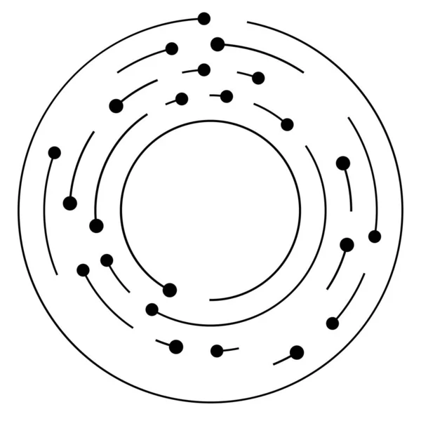 Cirkelvormige Concentrische Lijnen Gesegmenteerde Cirkels Met Knooppunten Knooppunten — Stockvector