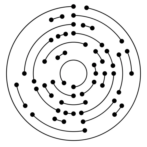 Okrągłe Koncentryczne Linie Segmentowe Okręgi Węzłami Węzły Węzłowe — Wektor stockowy