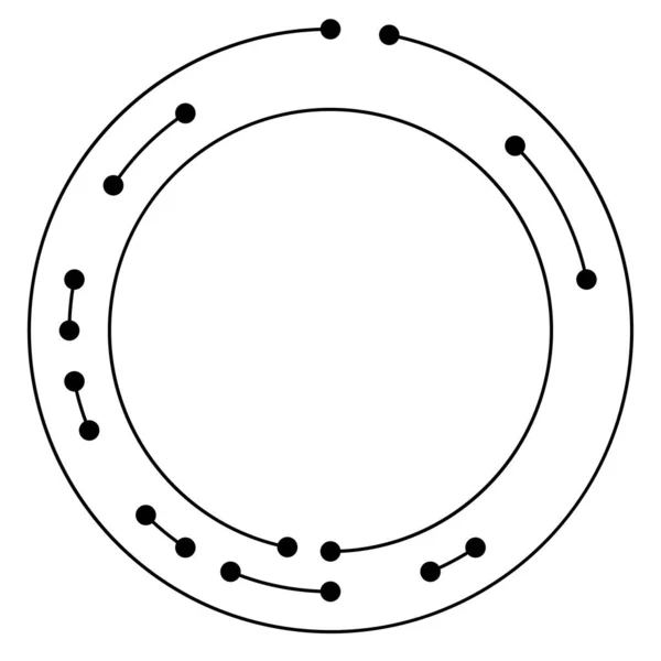 Cirkulära Koncentriska Linjer Segmenterade Cirklar Med Noder Knutpunkter — Stock vektor