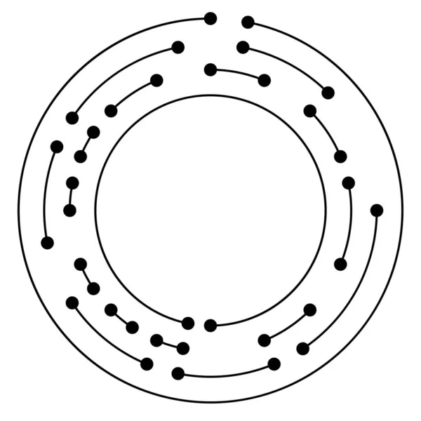 Lignes Circulaires Concentriques Cercles Segmentés Avec Nœuds Points Nodaux — Image vectorielle