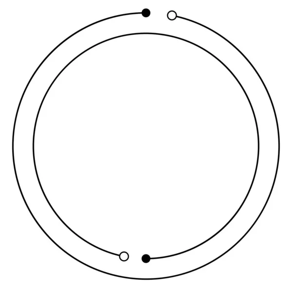 Lignes Circulaires Concentriques Cercles Segmentés Avec Nœuds Points Nodaux — Image vectorielle