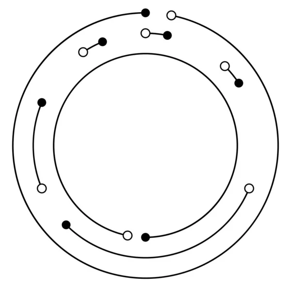 Cirkulära Koncentriska Linjer Segmenterade Cirklar Med Noder Knutpunkter — Stock vektor