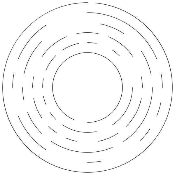 Circolari Cerchi Segmentati Concentrici Anelli Cerchio Geometrico Astratto Spirale Vortice — Vettoriale Stock