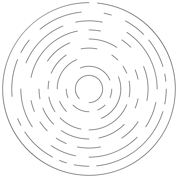 Cirkelvormige Concentrische Gesegmenteerde Cirkels Ringen Abstracte Geometrische Cirkel Spiraalvormig Draaiend — Stockvector