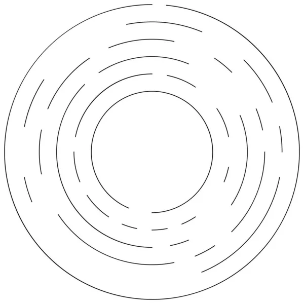 Circolari Cerchi Segmentati Concentrici Anelli Cerchio Geometrico Astratto Spirale Vortice — Vettoriale Stock