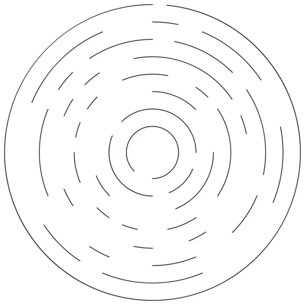 Circular Círculos Segmentados Concéntricos Anillos Círculo Geométrico Abstracto Espiral Remolino — Vector de stock
