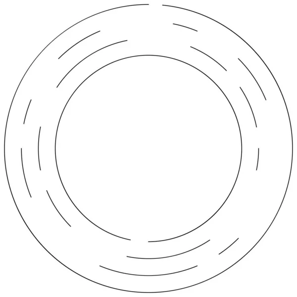 Cirkelvormige Concentrische Gesegmenteerde Cirkels Ringen Abstracte Geometrische Cirkel Spiraalvormig Draaiend — Stockvector