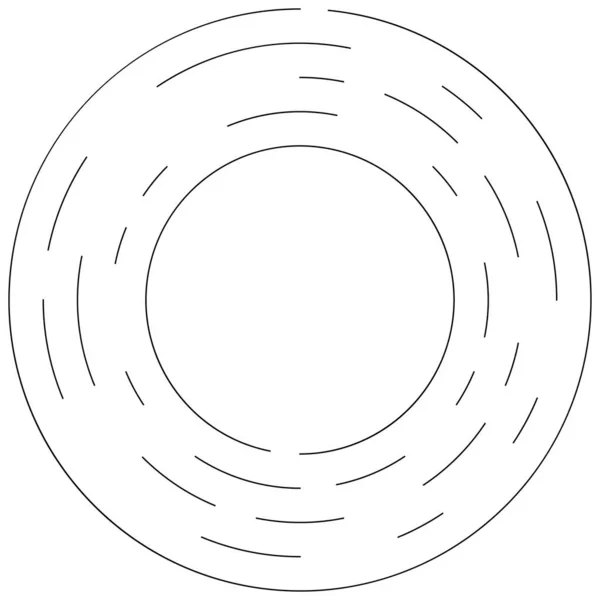 Circular Círculos Segmentados Concêntricos Anéis Circulo Geométrico Abstrato Espiral Rodopiar — Vetor de Stock