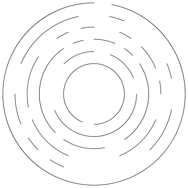 Cirkelvormige Concentrische Gesegmenteerde Cirkels Ringen Abstracte Geometrische Cirkel Spiraalvormig Draaiend — Stockvector