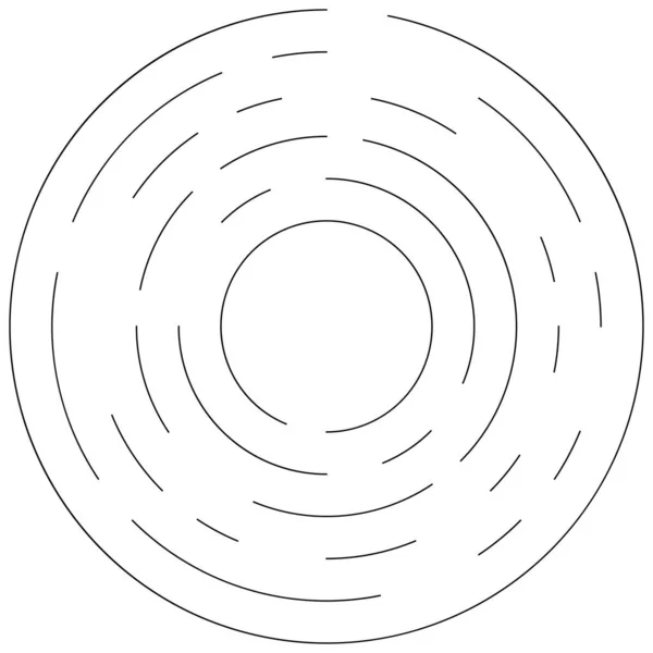 円環同心円環 抽象幾何学サークル 螺旋状 ランダム回転円ストックベクトルイラスト クリップアートグラフィック — ストックベクタ