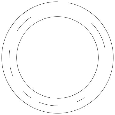 Dairesel, yoğunlaştırılmış çemberler, halkalar. Soyut geometrik çember. Döndür, döndür, döndür. Rastgele döndürme çemberleri stok vektör illüstrasyonu, kırpma sanatı grafikleri.