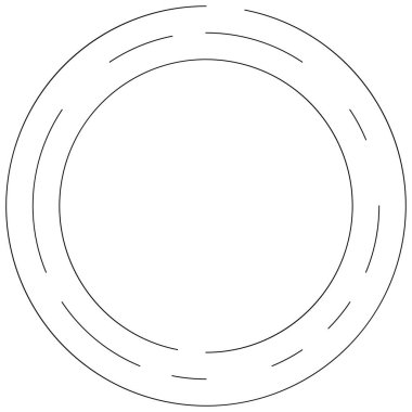 Dairesel, yoğunlaştırılmış çemberler, halkalar. Soyut geometrik çember. Döndür, döndür, döndür. Rastgele döndürme çemberleri stok vektör illüstrasyonu, kırpma sanatı grafikleri.