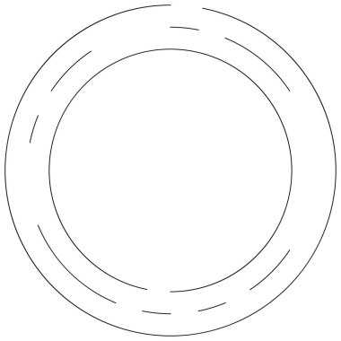 Dairesel, yoğunlaştırılmış çemberler, halkalar. Soyut geometrik çember. Döndür, döndür, döndür. Rastgele döndürme çemberleri stok vektör illüstrasyonu, kırpma sanatı grafikleri.