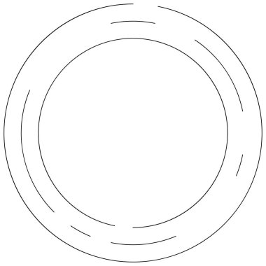 Dairesel, yoğunlaştırılmış çemberler, halkalar. Soyut geometrik çember. Döndür, döndür, döndür. Rastgele döndürme çemberleri stok vektör illüstrasyonu, kırpma sanatı grafikleri.