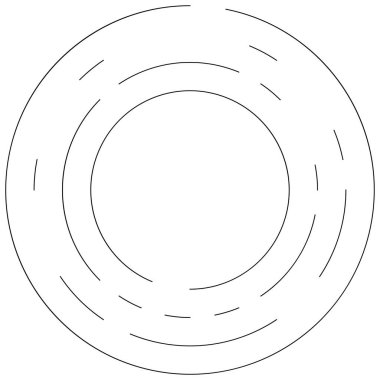 Dairesel, yoğunlaştırılmış çemberler, halkalar. Soyut geometrik çember. Döndür, döndür, döndür. Rastgele döndürme çemberleri stok vektör illüstrasyonu, kırpma sanatı grafikleri.
