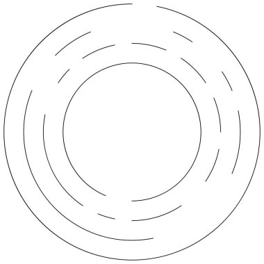 Dairesel, yoğunlaştırılmış çemberler, halkalar. Soyut geometrik çember. Döndür, döndür, döndür. Rastgele döndürme çemberleri stok vektör illüstrasyonu, kırpma sanatı grafikleri.