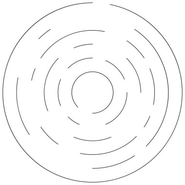 Dairesel, yoğunlaştırılmış çemberler, halkalar. Soyut geometrik çember. Döndür, döndür, döndür. Rastgele döndürme çemberleri stok vektör illüstrasyonu, kırpma sanatı grafikleri.