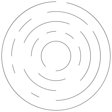 Dairesel, yoğunlaştırılmış çemberler, halkalar. Soyut geometrik çember. Döndür, döndür, döndür. Rastgele döndürme çemberleri stok vektör illüstrasyonu, kırpma sanatı grafikleri.