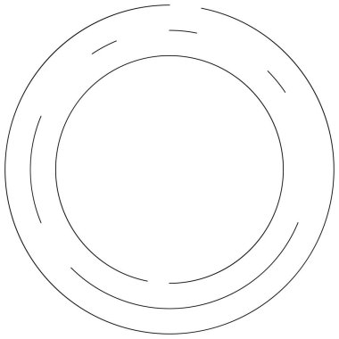Dairesel, yoğunlaştırılmış çemberler, halkalar. Soyut geometrik çember. Döndür, döndür, döndür. Rastgele döndürme çemberleri stok vektör illüstrasyonu, kırpma sanatı grafikleri.
