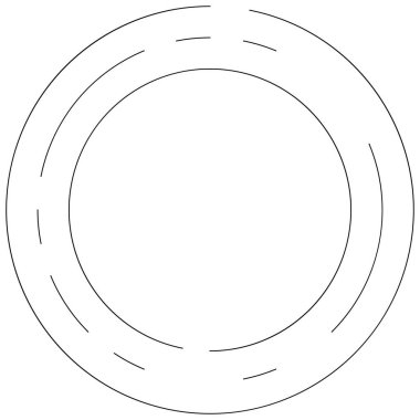 Dairesel, yoğunlaştırılmış çemberler, halkalar. Soyut geometrik çember. Döndür, döndür, döndür. Rastgele döndürme çemberleri stok vektör illüstrasyonu, kırpma sanatı grafikleri.