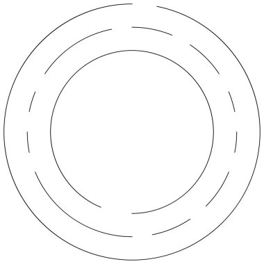 Dairesel, yoğunlaştırılmış çemberler, halkalar. Soyut geometrik çember. Döndür, döndür, döndür. Rastgele döndürme çemberleri stok vektör illüstrasyonu, kırpma sanatı grafikleri.