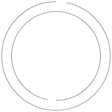 Dairesel, yoğunlaştırılmış çemberler, halkalar. Soyut geometrik çember. Döndür, döndür, döndür. Rastgele döndürme çemberleri stok vektör illüstrasyonu, kırpma sanatı grafikleri.