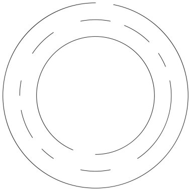 Dairesel, yoğunlaştırılmış çemberler, halkalar. Soyut geometrik çember. Döndür, döndür, döndür. Rastgele döndürme çemberleri stok vektör illüstrasyonu, kırpma sanatı grafikleri.