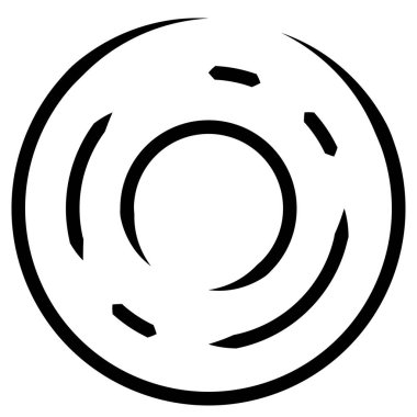 Dairesel, yoğunlaştırılmış çemberler, halkalar. Soyut geometrik çember. Döndür, döndür, döndür. Rastgele döndürme çemberleri stok vektör illüstrasyonu, kırpma sanatı grafikleri.