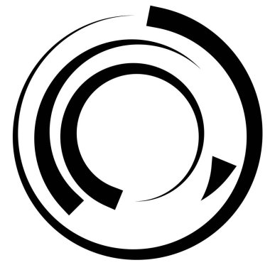 Dairesel, yoğunlaştırılmış çemberler, halkalar. Soyut geometrik çember. Döndür, döndür, döndür. Rastgele döndürme çemberleri stok vektör illüstrasyonu, kırpma sanatı grafikleri.
