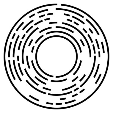 Dairesel, yoğunlaştırılmış çemberler, halkalar. Soyut geometrik çember. Döndür, döndür, döndür. Rastgele döndürme çemberleri stok vektör illüstrasyonu, kırpma sanatı grafikleri.