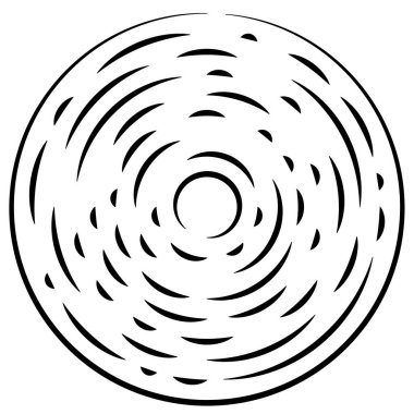 Dairesel, yoğunlaştırılmış çemberler, halkalar. Soyut geometrik çember. Döndür, döndür, döndür. Rastgele döndürme çemberleri stok vektör illüstrasyonu, kırpma sanatı grafikleri.
