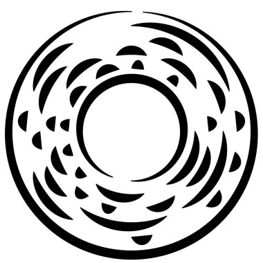 Dairesel, yoğunlaştırılmış çemberler, halkalar. Soyut geometrik çember. Döndür, döndür, döndür. Rastgele döndürme çemberleri stok vektör illüstrasyonu, kırpma sanatı grafikleri.