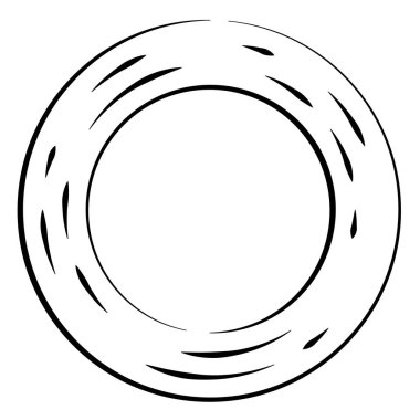 Dairesel, yoğunlaştırılmış çemberler, halkalar. Soyut geometrik çember. Döndür, döndür, döndür. Rastgele döndürme çemberleri stok vektör illüstrasyonu, kırpma sanatı grafikleri.