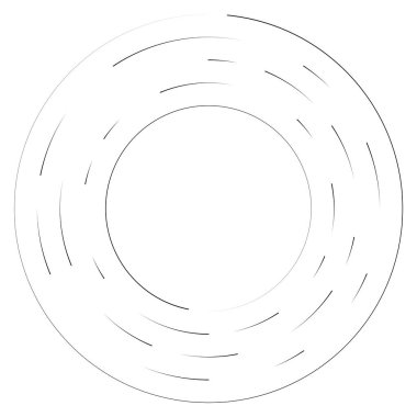 Dairesel, yoğunlaştırılmış çemberler, halkalar. Soyut geometrik çember. Döndür, döndür, döndür. Rastgele döndürme çemberleri stok vektör illüstrasyonu, kırpma sanatı grafikleri.