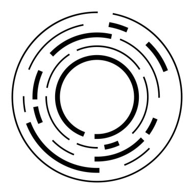Dairesel, yoğunlaştırılmış çemberler, halkalar. Soyut geometrik çember. Döndür, döndür, döndür. Rastgele döndürme çemberleri stok vektör illüstrasyonu, kırpma sanatı grafikleri.